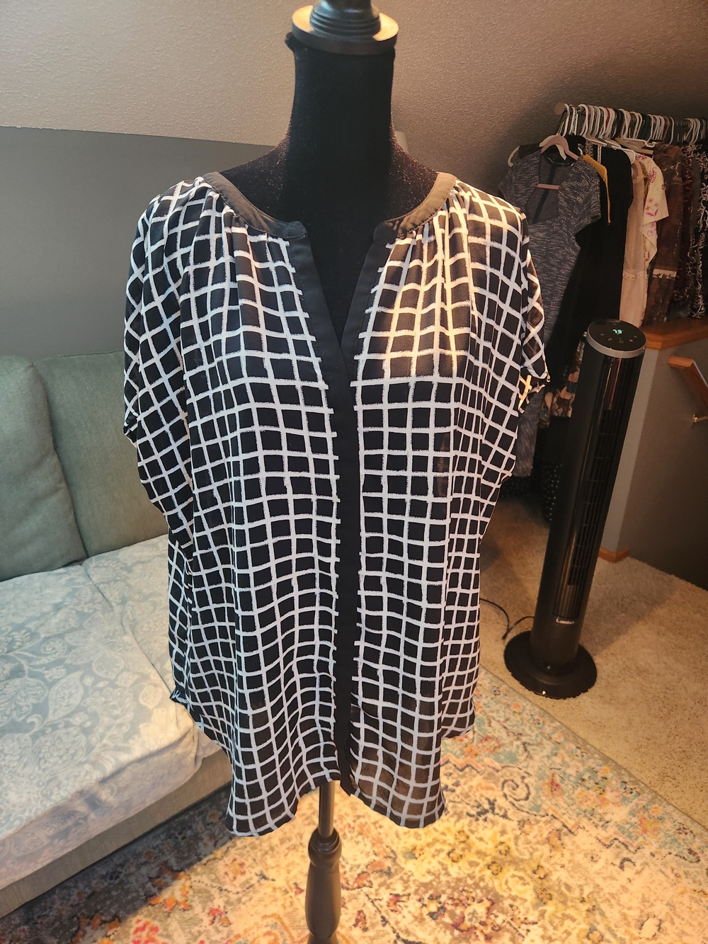 Ava & Viv Target Checkered Blouse Black & White XL Great Condition